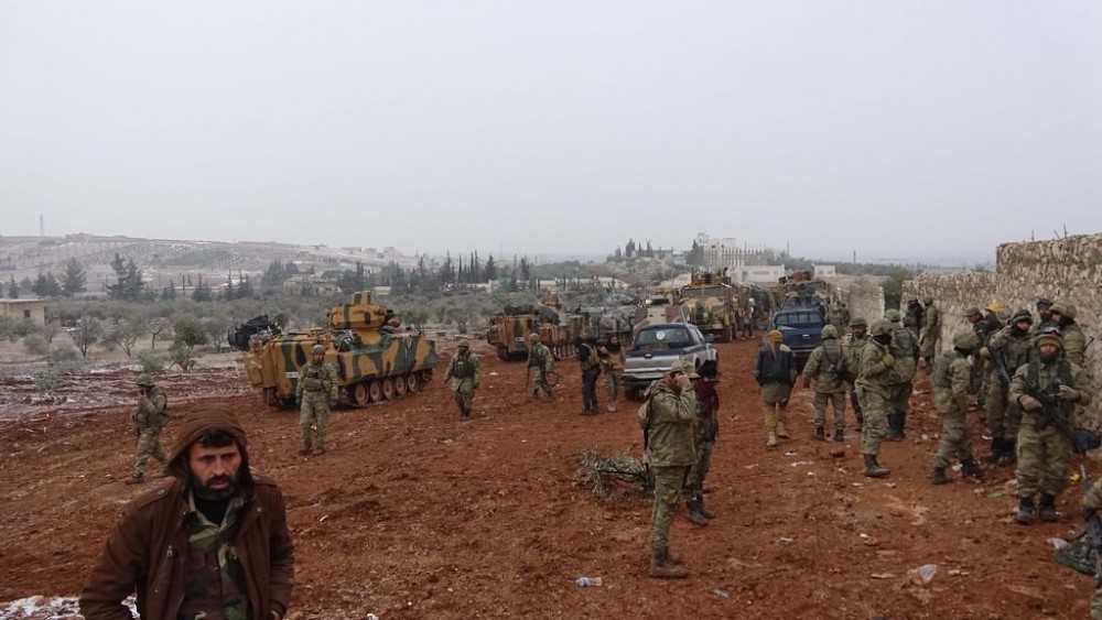 Türk ordusunun El Bab'daki ilerleyişi  görüntülendi