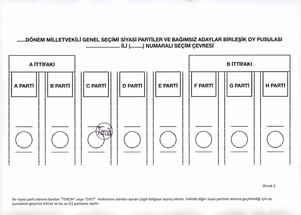 YSK'dan geçerli ve geçersiz oy pusulası şablonları