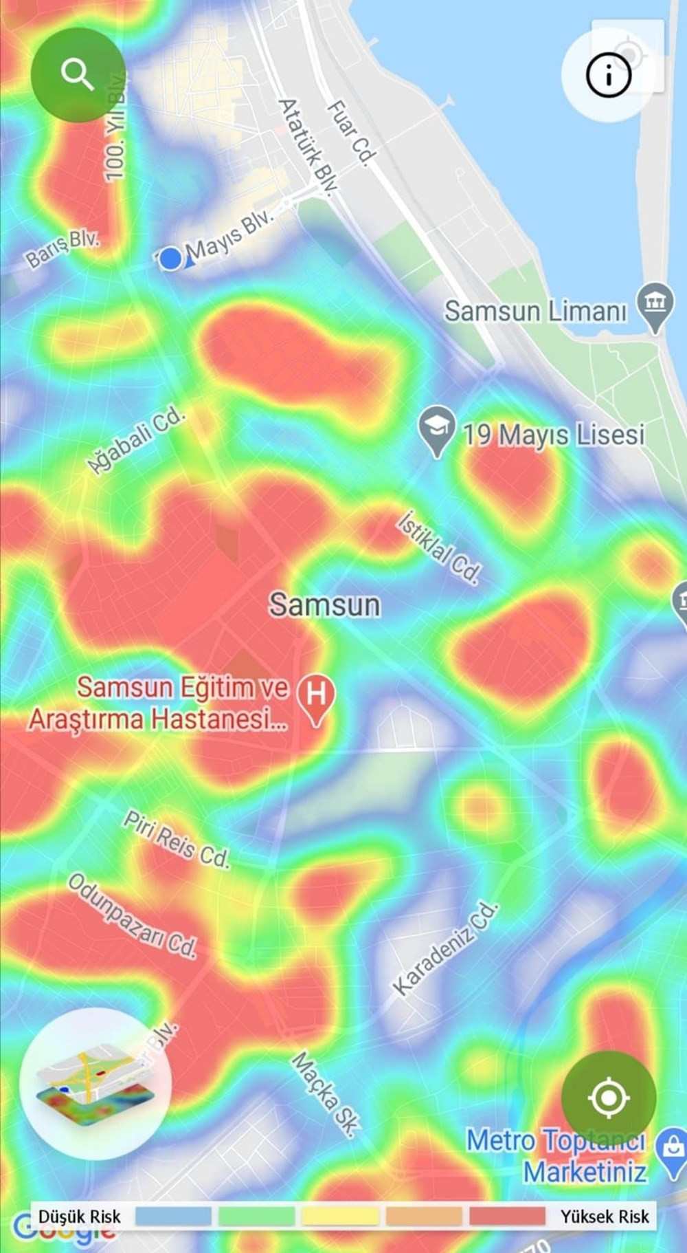 Samsun'da risk haritası iki ay sonra yeniden kırmızı