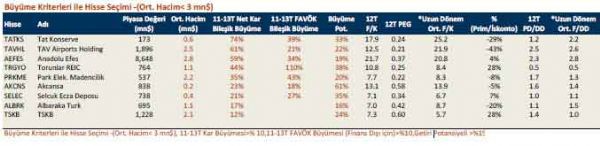 Büyüme kriterlerine göre hisse seçimi