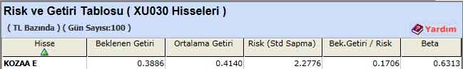 TL bazında risk-getiri analizi