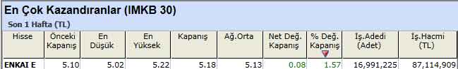 Yatırımcılara kazandıran hisseler 17-12-2012