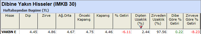 Dibine yakın hisseler 24-12-2012