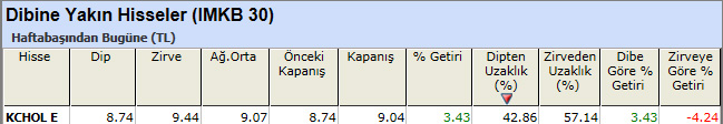 Dibine yakın hisseler 24-12-2012