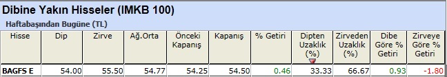 Dibine yakın hisseler 28-12-2012