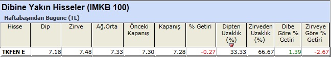 Dibine yakın hisseler 28-12-2012