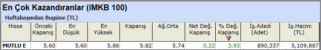 En çok kazandıran hisseler 28-12-2012