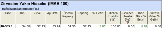 Zirvesine yakın hisseler 04-01-2013