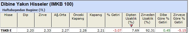 Dibine yakın hisseler 04-01-2013