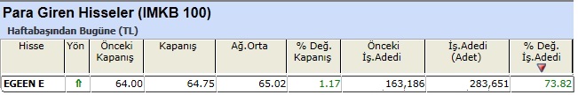 Para girişi olan hisseler