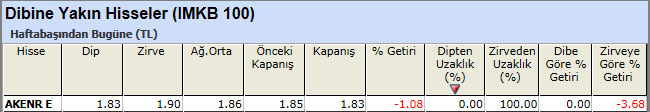Dibine yakın hisseler 25-01-2013
