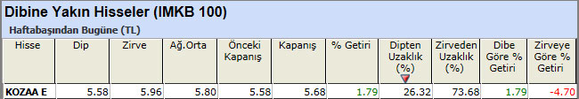 Dibine yakın hisseler 25-01-2013