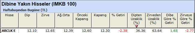 Dibine yakın hisseler 25-01-2013