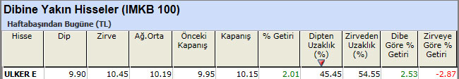 Dibine yakın hisseler 25-01-2013
