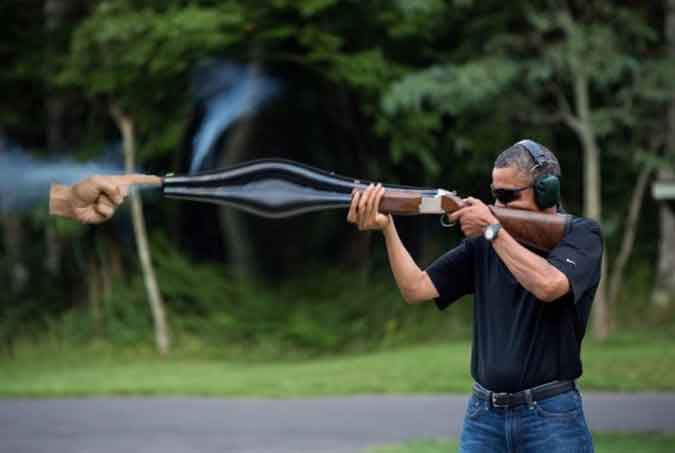 Obama'nın atış talimleri şenlendi
