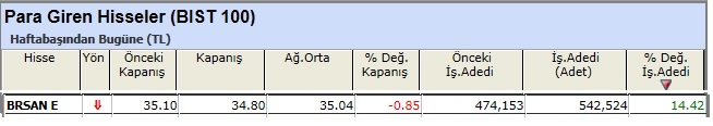 Para girişi olan hisseler