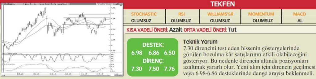 22 hisselik teknik analiz
