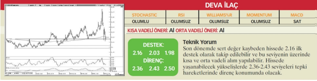 22 hisselik teknik analiz