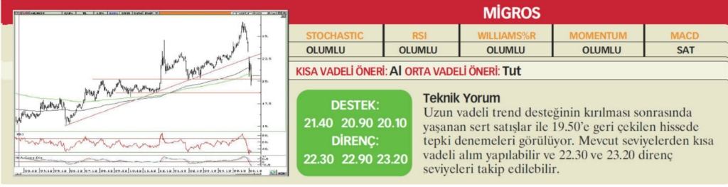 22 hisselik teknik analiz