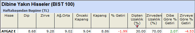 Dibine yakın hisseler 01-07-2013