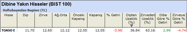 Dibine yakın hisseler 01-07-2013