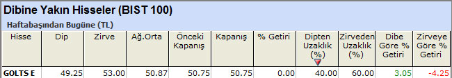 Dibine yakın hisseler 01-07-2013