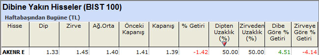 Dibine yakın hisseler 01-07-2013