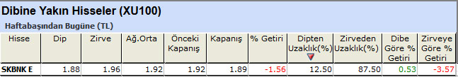Dibine yakın hisseler
