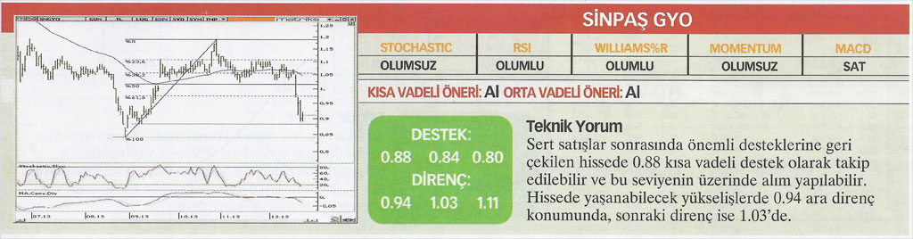 13 hisse için teknik analiz