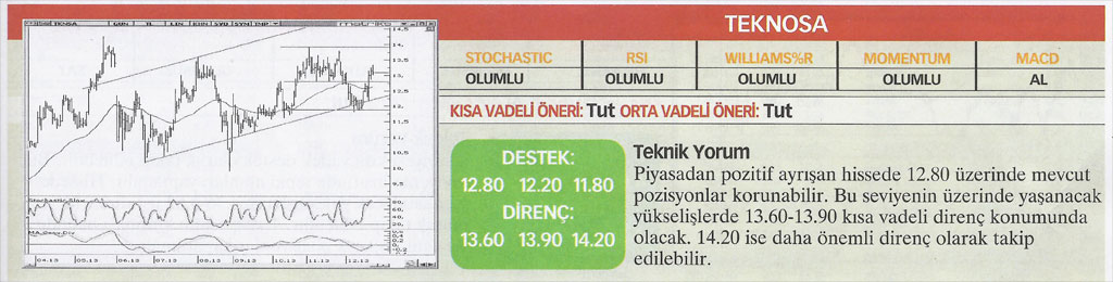 13 hisse için teknik analiz