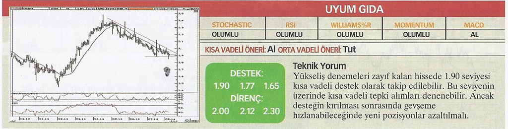 22 hisse için teknik analiz