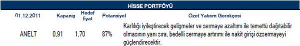 Aralık ayı portföy önerileri