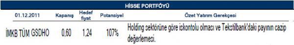Aralık ayı portföy önerileri