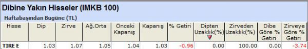Dibine yakın hisseler