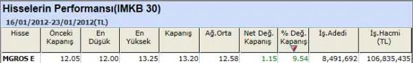 Performansı yüksek hisseler