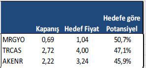 Getiri potansiyeli yüksek hisseler
