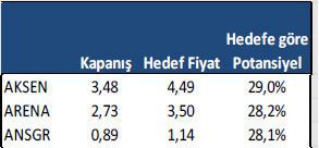 Getiri potansiyeli yüksek hisseler