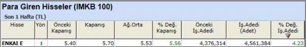 Para girişi olan hisseler