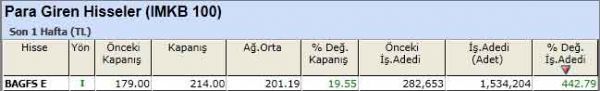 Para girişi olan hisseler