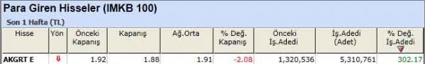 Para girişi olan hisseler