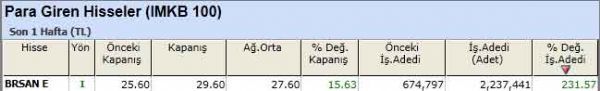 Para girişi olan hisseler