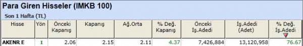 Para girişi olan hisseler