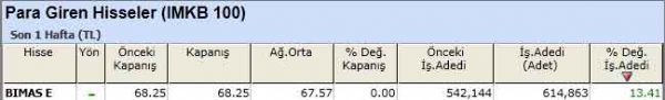 Para girişi olan hisseler