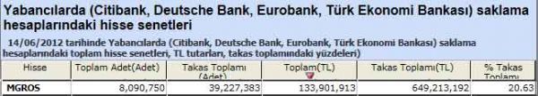Yabancı saklamasındaki hisseler