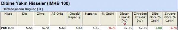 Dibine yakın hisseler